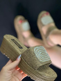 صندل کنفی لژدار نگیندار شیک مجلسی کفش حصیری سبک زنانه ( 811 )