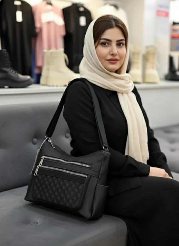 کیف شنل دوشی و دستی مشکی جادار و بزرگ شیک زنانه ( 923 )