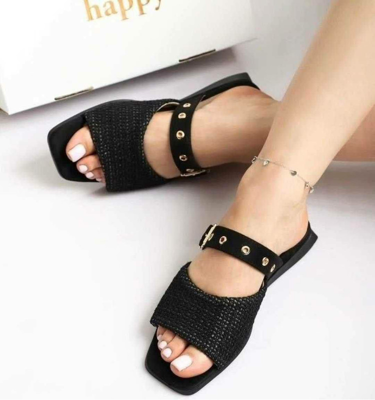 صندل راحتی شیک تابستانی مشکی و کرم عسلی رومی زنانه ( 969 )