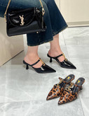 صندل پاشنه بلند پلنگی و مشکی ورنی براق YSL کفش مجلسی زنانه ( 894 )