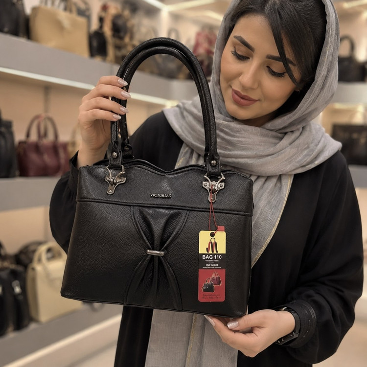 کیف دوشی و دستی شیک و کلاسیک مشکی چرم جادار زنانه ( 341 )