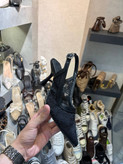 صندل گیپور شیک مشکی و کرم پاشنه بلند مجلسی کفش توری حریر زنانه ( 992 )