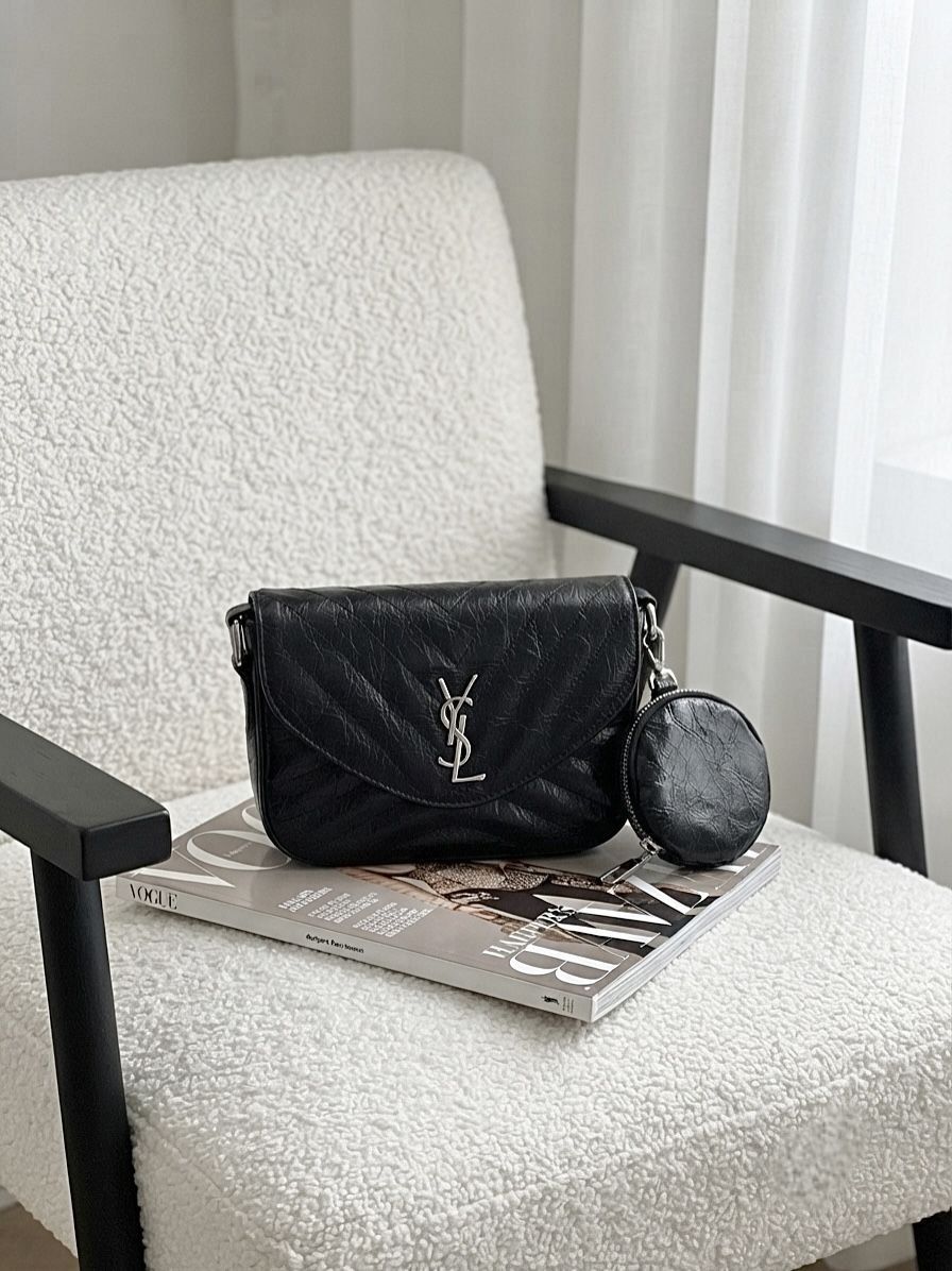کیف شیک و ترند YSL مشکی سفید کرم چرم دوشی و دستی زنانه ( 633 )