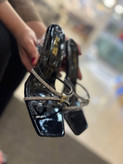 صندل طلقی نگیندار مشکی پاشنه بلند کفش مجلسی نگینی زنانه ( 952 )